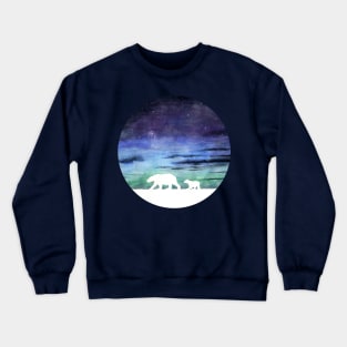 Aurora borealis and polar bears (white version) Crewneck Sweatshirt